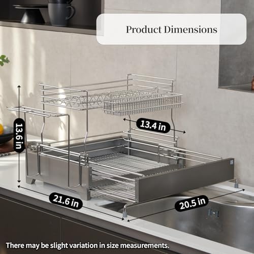 INEX Edge Noble Dish Rack (Titanium Gold, 13.6" H x 20.5" W x 13.4–21.6" D) - Image 5