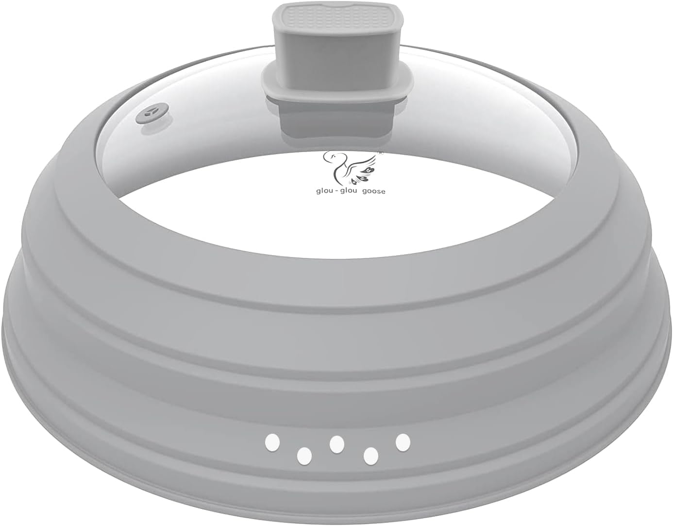 Microwave Splatter Cover Glass Cover Guard Lid with Collapsible Silicone for Food Pot Plate Cover 11.8 inch Light Grey