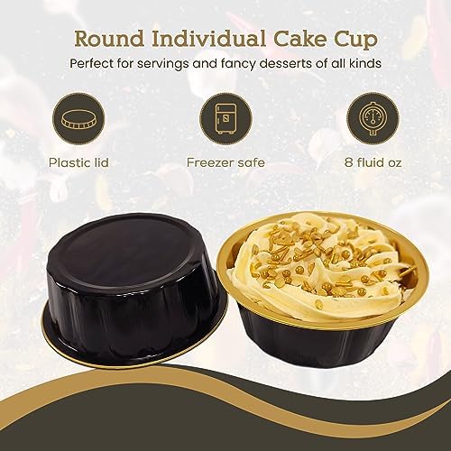 KitchenDance 8 oz Disposable Round Aluminum Foil Pan with Snap-on Plastic Lid - Mini Cake Pans with Lids, Mini Cake Tins, Mini Aluminum Pans with Lids - Vibrant Colors, Sturdy Scalloped Design - A8P - Image 3