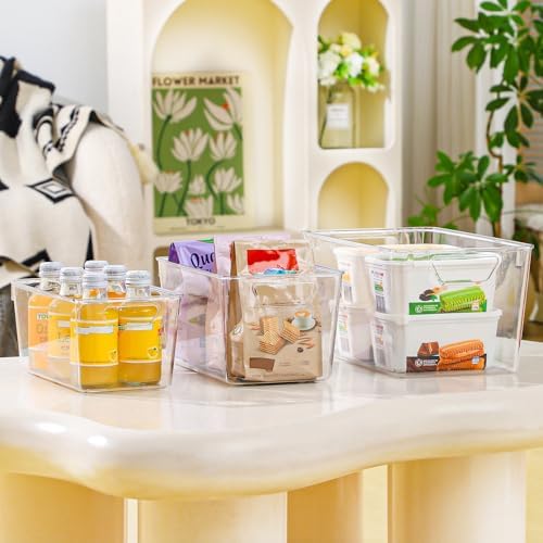 Freebat 12 Pack Pantry Organization and Storage,Clear Plastic Storage Bins | 4Small 4Middle 4Large,Cabinet Organizer, Clear Plastic Storage Containers with Handle,Acrylic Storage Bins for Cabinet,Fridge - Image 7