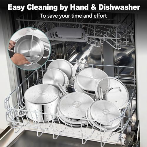 P&P CHEF Stainless Steel Cookware Set of 6, 10-Pieces Pots and Pans Sets - Image 6