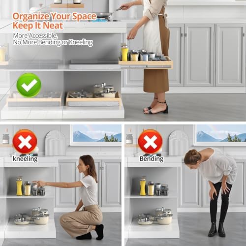 ZOINLIY Wooden Pull Out Cabinet Organizer, 21'' Deep Slide Out Drawer - Image 5