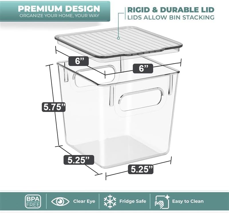 Sorbus Small Clear Plastic Storage Bins with Lids, Clear Stackable Storage Bins, Laundry Room Organizer Bins, Office, Classroom, Playroom, Bathroom, Laundry Room Organization and Storage (8 Pack) - Image 2