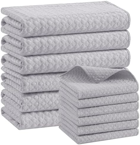 Homaxy Microfiber Kitchen Towels and Dishcloths Sets, 12 Pack, Grey by Homaxy