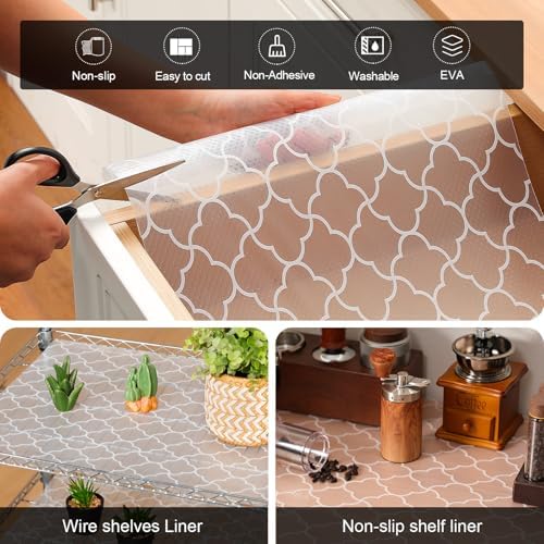 Cooyes Shelf Liner – Premium Non-Adhesive Cabinet & Drawer Liner for Kitchen – Waterproof Shelf Paper with Modern Pattern – Durable EVA Cabinet Mat – Easy to Cut （11.8" W x 360" L） - Image 4
