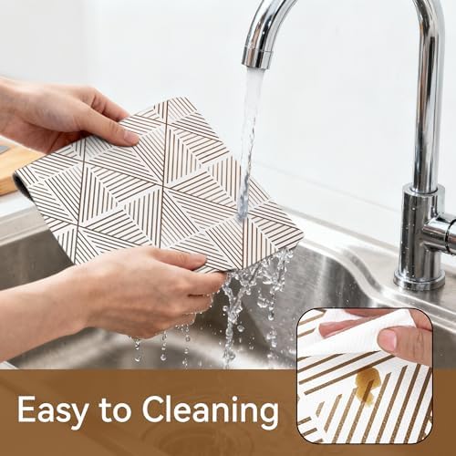 FIFTY FEET 12"x120" Non-Adhesive Shelf Liner for Kitchen Cabinets and Drawers, Washable Non-Slip PVC Cabinet Liner (Brown Modern)(1 Roll) - Image 4