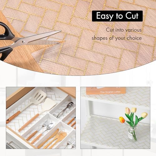 Cooyes Shelf Liner for Kitchen Cabinets – Non-Adhesive Waterproof Drawer Liner – Durable EVA Material Easy-to-Cut Shelf Paper for Refrigerator, Cupboard, Dresser with Modern Pattern - Image 5