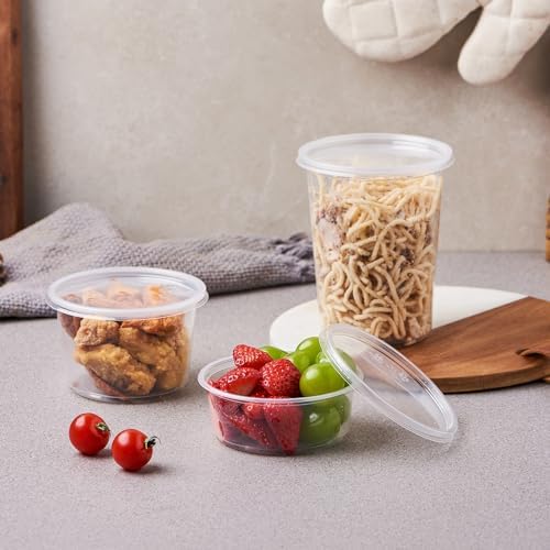 FULING [44 Sets - 32 oz. Plastic Deli Food Storage Soup Togo Containers With Airtight Lids Clear Disposable Takeout Quart Container … - Image 5