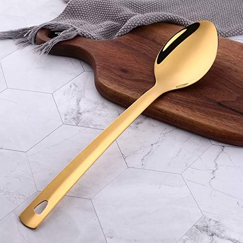 6 Pcs Gold Large Serving Spoon, Stainless Steel Titanium Plated Serving Spoons Set Mirror Finish for Elegant Buffet Banquet Party Holiday Dinner serving, Dishwasher Safe(13 inches/33.2cm) - Image 3