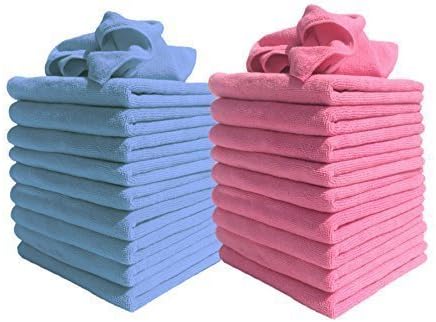 DCS 20 Large Microfibre Cloth 40x40cm – Super Soft Microfibre Cleaning Cloths for Kitchen, Bathrooms, Mirrors, Motorbike, Car Cleaning - Streak Free Washable Cloths to Clean Surfaces -10Blue & 10Pink by Unknown