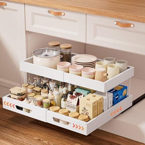Nacial 2 Tier Pull Out Cabinet Organizer,Expandable(12.3"-20.7" W),White by NacialPromise-Consumersfirstalways