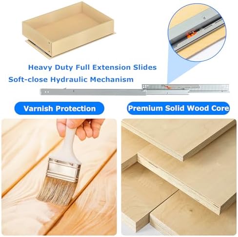 WelFurGeer Soft Close Pull Out Drawers for Cabinets, 20" W x 22" D Pull Out Cabinet Organizer, Bottom Mount Cabinet Roll Out Drawers, Durable Pullout Drawer for Home & Kitchen Organization - Image 5