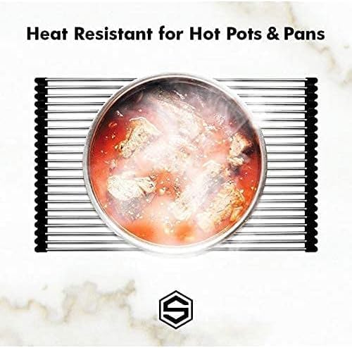 Strictly Sinks Stainless Steel Roll Up Dish Drying Rack – Copper 16 Inch Over The Sink Drying Rack Ideal for Apron Workstation Sinks Only – Multipurpose Foldable Dish Rack (16-3/8″ x 13″ x 3/8″) - Image 6