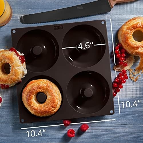 Lurch Germany FlexiForm Silicone Nonstick Baking Mold for 4 Bagels & Donuts | Non-Stick Donut Pan for Baking | Dishwasher, Oven And Freezer Safe Ø 4.6" - Brown - Image 2