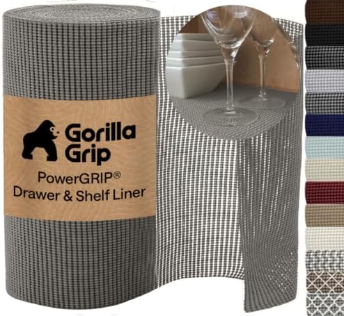 GORILLA GRIP powerGRIP Drawer Shelf and Cabinet Liner, 12" x10', Gray by Unknown