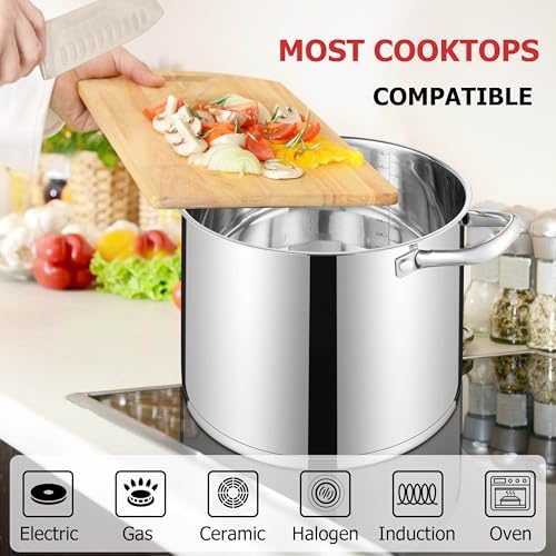 LIANYU 12 QT Stock Pot with Lid, 12 Quart Stainless Steel Soup Pot - Image 6