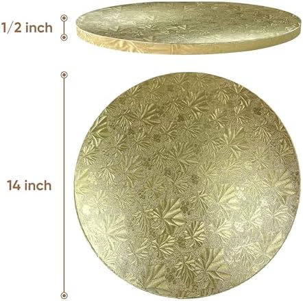 Cakebon Cake Boards 14" Gold Round Cake Drums 1/2" Thick Smooth Edge 6Pack | 14 Inch Cake Drum, Cake Drums 14 Inch, Base para Pastel, Cake Rounds, Cake Base Board, Cake Boards 14 Inch Round - Image 2