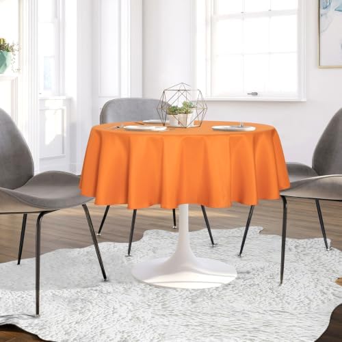 sancua Round Tablecloth 70 Inch Fits 20-58 Inch Tables, Orange - Image 3
