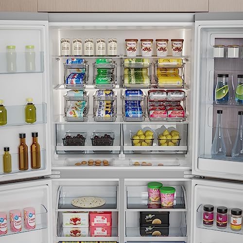 Xicennego Set of 2 Adjustable Soda Can Organizer for Refrigerator, Cabinets, Countertops, Beverage Can Dispenser for Fridge, for Standard Cans, Skinny Cans, And Tall Cans (Blue) - Image 3