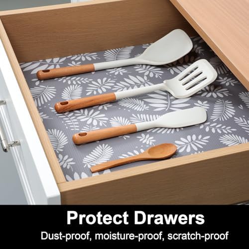 Cooyes Shelf Liners for Kitchen Cabinets Waterproof & Oil-Proof Kitchen Cupboard Mats Non-Slip Drawer Mats EVA Material Non Adhesive Fridge Liner for Shelves（11.8" W x 236" L） - Image 2