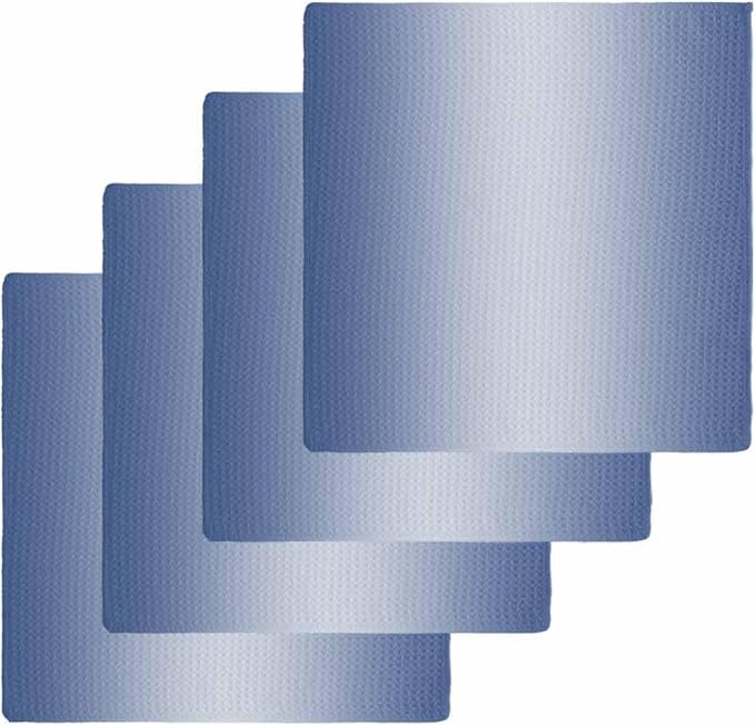 Ombre Navy Blue Dish Towels Set, Waffle Weave Kitchen Towels Microfiber Towels Cleaning, Gradual Contemporary Minimalist Solid Color Soft Absorbent Dish Drying Towels Hand Towels 4 Pack 12x12 Inch by Unknown
