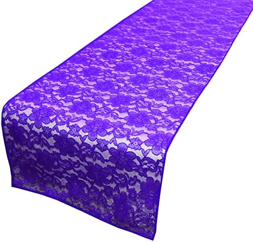 Zen Creative Designs 10 Pack Floral Lace Table Runner Sheer Lace Event Party Wedding Table Decor (12" by 108", Purple) by ZenCreativeDesigns