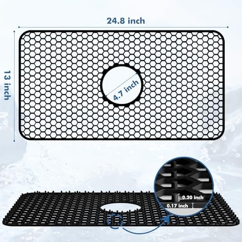 Bestjing Silicone Sink Protectors for Kitchen Sink-24.8"x 13" Center Drain - Image 3