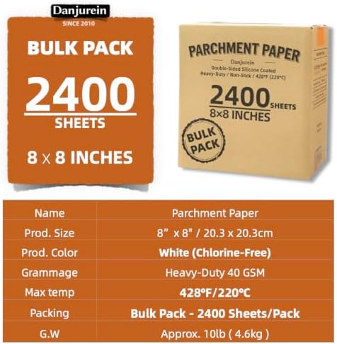 8x8 Parchment Paper Squares - 2400 Bulk Sheets, White | Bulk precut non-stick liners for 8x8 brownie pans, air fryers, deli wraps, Commercial restaurant & small bakery use. - Image 2