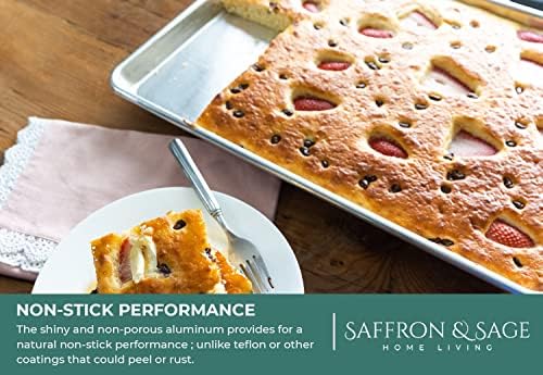 Commercial Quality 2 Pack Cookie Sheet and 2 Pack Rack - Aluminum Half Sheet Baking Pan and Stainless Steel Cooling Rack Set 13x18 Rust & Warp Resistant, Heavy Duty - Image 5