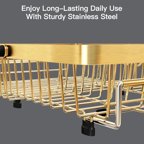 MAJALiS Gold Dish Drying Rack Over The Sink with Utensil Holder - Image 5