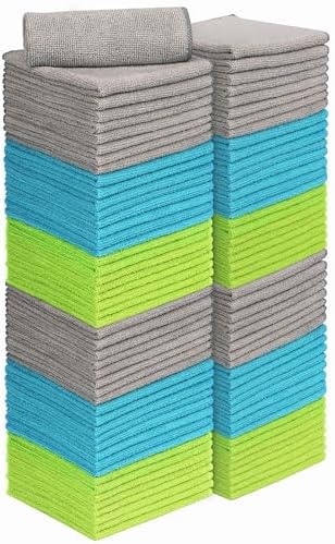 AIDEA Microfiber Cleaning Cloth 100PK, Microfiber Towels for Cars 12"x12" by AIDEAHOME