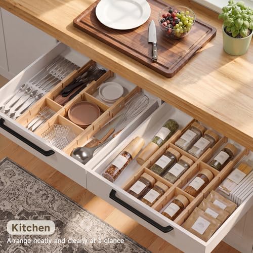 Bamboo Drawer Dividers, Expandable Kitchen Drawer Organizer - Image 4