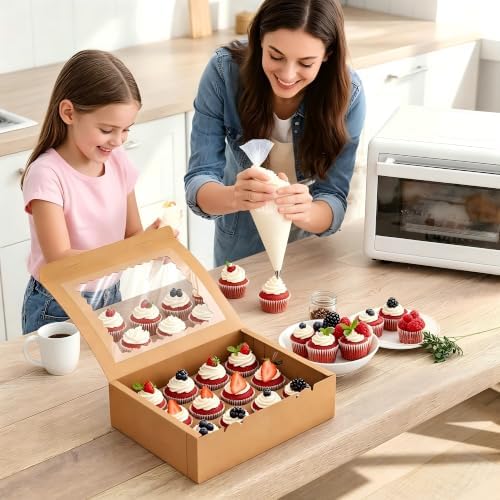 50 PCS 12 Count Cupcake Boxes, Cupcake Containers with Window - Image 5