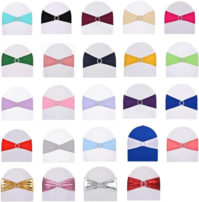 10pcs Stretch Spandex Chair Sashes for Wedding Party Banquet Decoration Elastic Bulk Chair Bands with Buckle Engagement Event Birthday Graduation Meeting (Purple) - Image 4