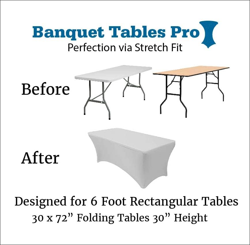 Banquet Tables Pro 6 ft Silver 10 Pack Stretch Tight Fit Spandex Rectangular Folding Tablecover for 30Wx72Lx30H Folding Patio Tables, Banquet,Party - Image 2