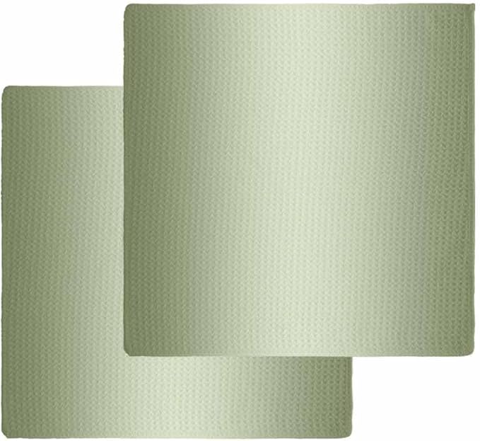 Gradient Sage Green Dish Towels Set, Waffle Weave Kitchen Towels Microfiber Towels Cleaning, Contemporary Minimalist Solid Color Soft Absorbent Dish Drying Towels Hand Towels 2 Pack 12x12 Inch by Unknown