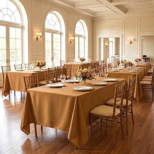 Fitable 6 Pack Bronze Tablecloths for Rectangle Tables, 70 x 120 Inch - Image 2