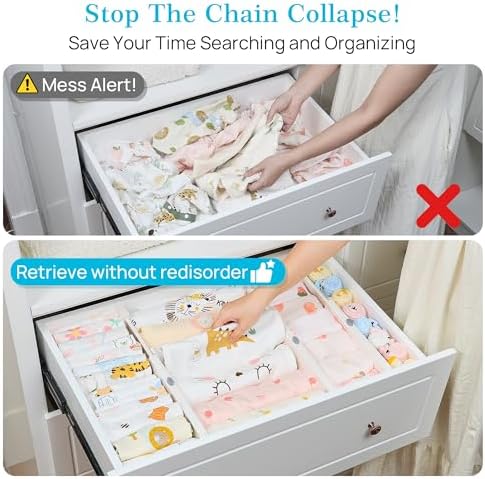 Vtopmart Drawer Dividers for Clothes 8 Pack, Adjustable 4" High Expandable from 11.3"-17" Dresser Drawer Organizer, Plastic Drawers Separators for Dresser, Baby Clothes, Kitchen and Office Storage | Adjustable Drawer Organizer, Dresser Clothes Separato... - Image 2