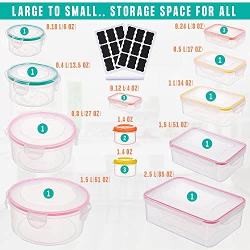38 Pcs Large Food storage containers-85 oz to Small Container Stackable Kitchen storage bowls sets-BPA Free Leak proof Plastic food Storage Containers with lids airtight-Microwave freezer safe | Stackable Kitchen Pantry storage bowls sets-BPA Free Leak... - Image 2