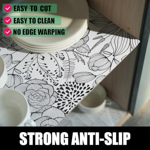 Shelf and Drawer Liner for Kitchen Cabinets, Non-Adhesive Black and White - Image 3