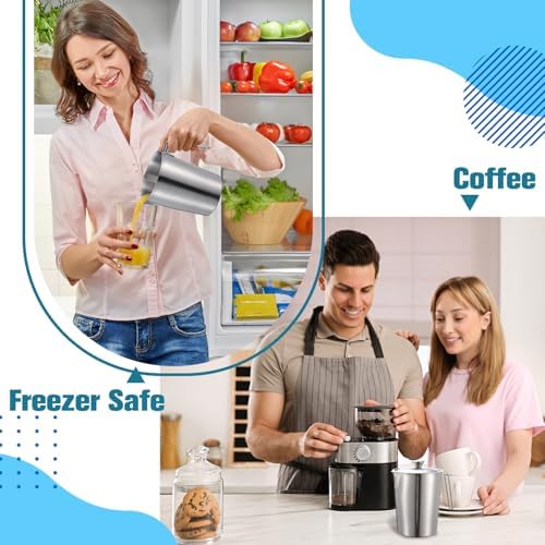 2 Pcs 16 oz Stainless Steel Pitcher with Lid(2 Cup, 500 ML) - Image 4