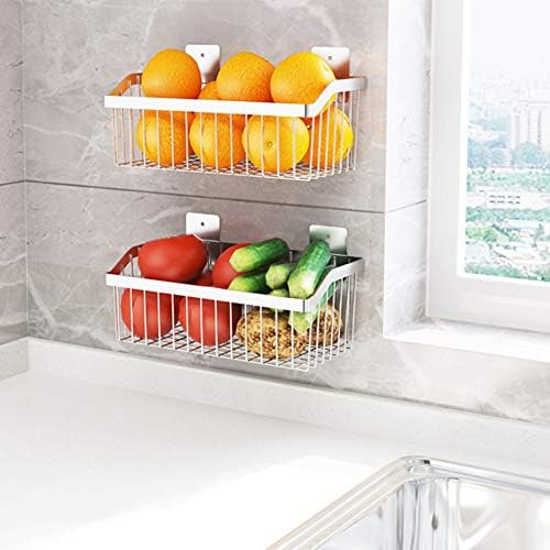 Kitchen Storage Metal Wire Fruit Basket - SUS304 Stainless steel Organizer Storage Bin Baskets for Bathroom - Space Saving Design for Pantry Organization （Silver） - Image 5