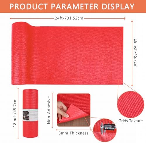 Foam Toolbox Liner Drawer Liner, Non-Slip Shelf Liners 18" W x 288" L Red - Image 2