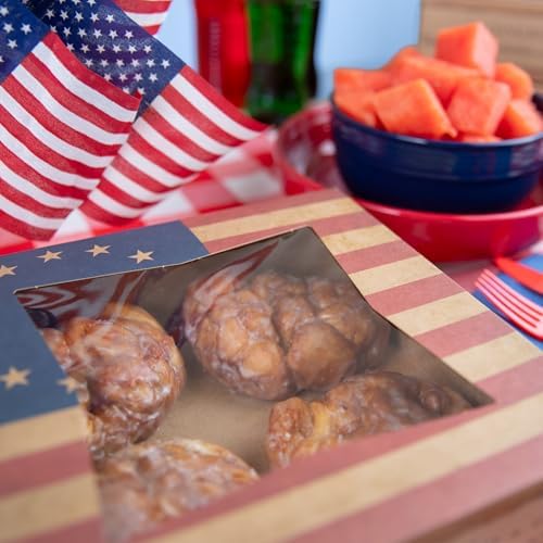 Southern Champion Tray 2480 USA Kraft Paperboard Flag Design Print Window Bakery Box, 8" Length x 8" Width x 2-1/2" Height (Case of 150) - Image 4