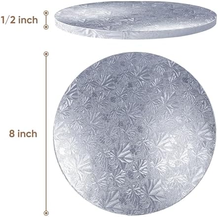 Cakebon Cake Boards 8" Silver Round Cake Drums 1/2" Thick Smooth Edge 3Pack | 8 Inch Cake Drum, Cake Drums 8 Inch, Base para Pastel, Cake Rounds, Cake Base Board, Cake Boards 8 Inch Round - Image 2