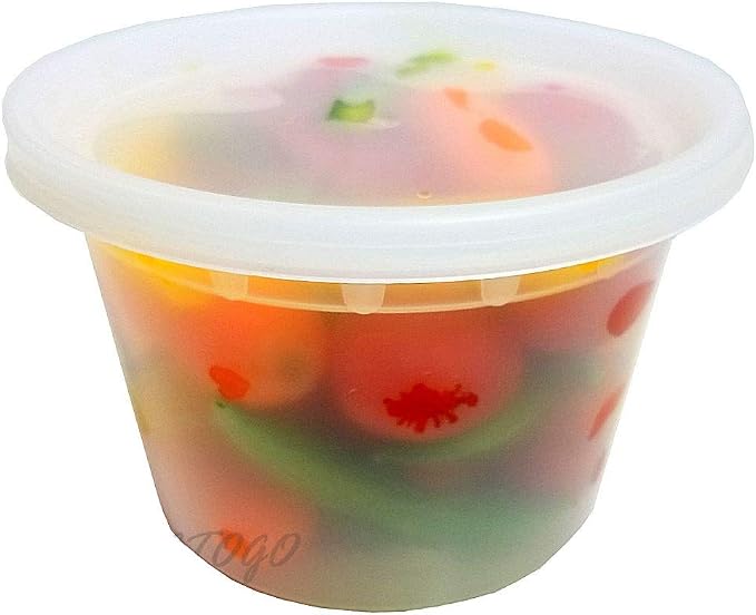 PCM 16 oz. Heavy Duty Round Deli Food Soup Plastic Container w/Lid 100% BPA Free (Pack of 12 Sets) by Unknown