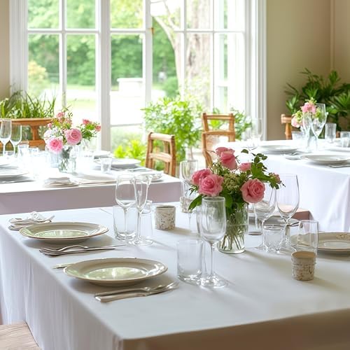 Fitable 8 Pack White Table Cloths 90x132 Inch for 6 Foot Rectangle Tables - Image 2