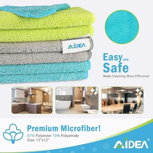 AIDEA Microfiber Cleaning Cloth-400PK, Microfiber Towels for Cars 12"x12" - Image 2