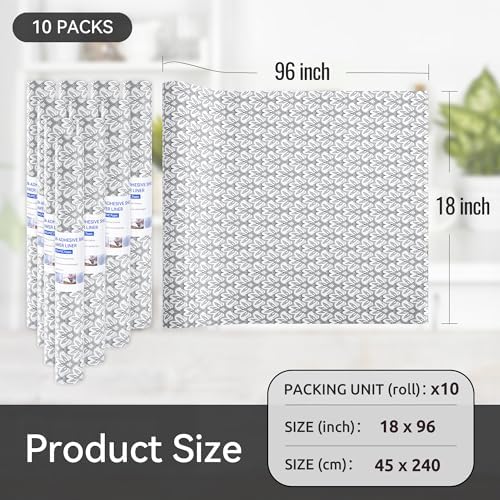FIFTY FEET 18"x96" Non-Adhesive Shelf Liner for Kitchen Cabinets and Drawers, Washable Non-Slip PVC Cabinet Liner (Black Floral)(10 Roll) - Image 5