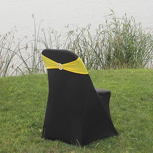 10pcs Yellow Stretch Chair Sashes,Spandex Chair Ties with Buckle for Wedding Parties Banquet Bridal Shower Engagement Events Birthday Graduation Decoration - Image 4